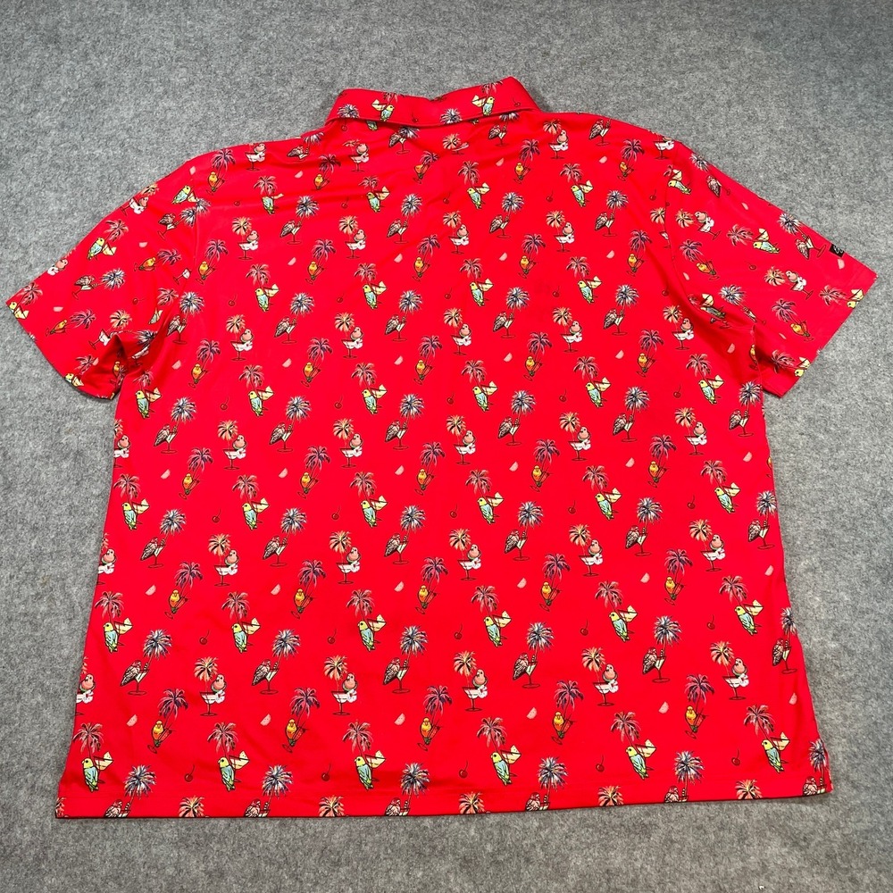 Sunday Swagger Mens Polo Shirt 4XL Red Tropical Print Stretch Short Sleeve Golf - Picture 4 of 14